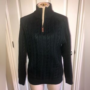 Saltwell Men's Black Cable Knit Half-Zip Sweater